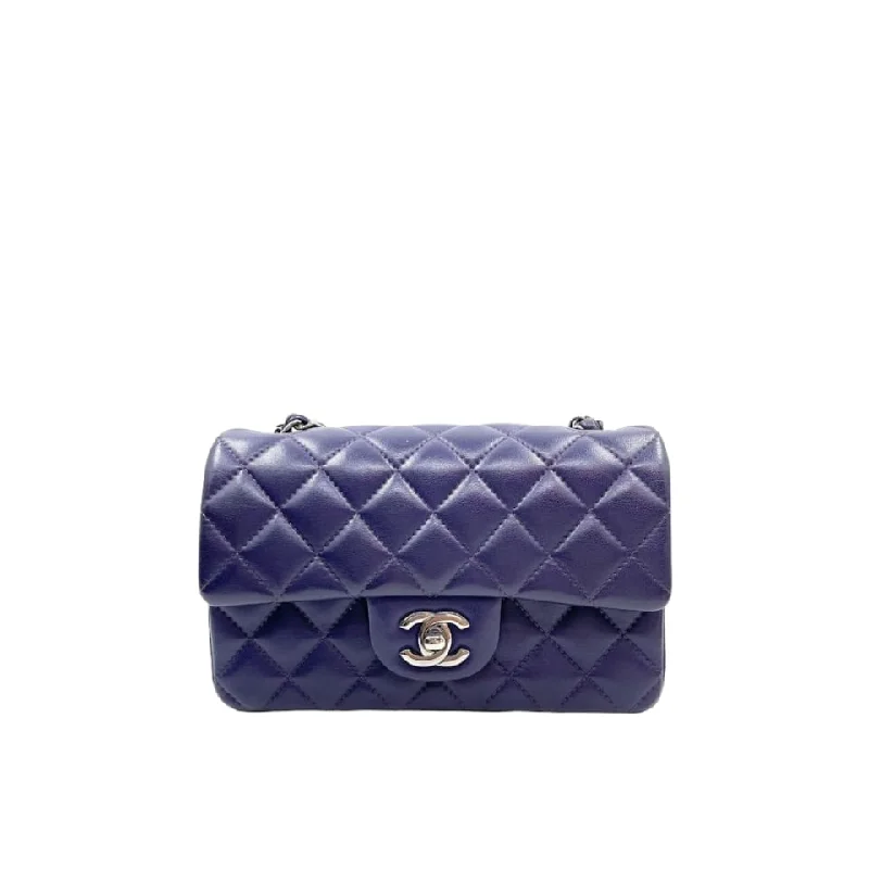 Luxury brand bags on saleMini Rectangle Classic Flap Lambskin Purple SHW