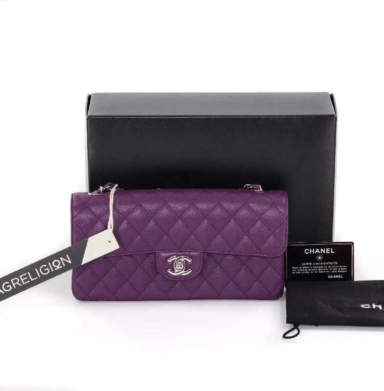 Luxury brand bags on saleEast West Purple Caviar Flap Shoulder Bag