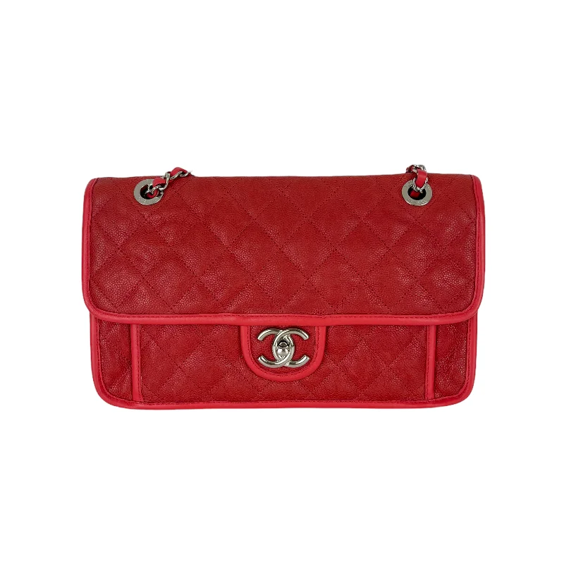 Compact crossbody bags for travelFrench Riviera Flap Caviar Red SHW