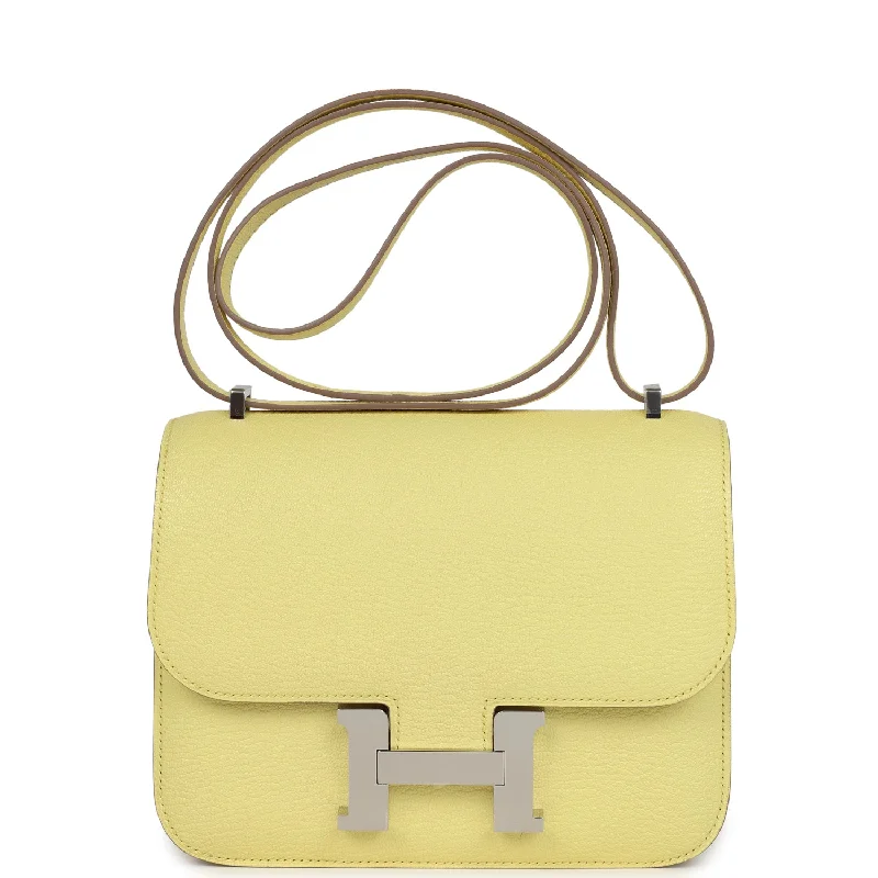 Vintage-inspired handbagsHermes Constance 18 Limoncello Chevre Mysore Palladium Hardware