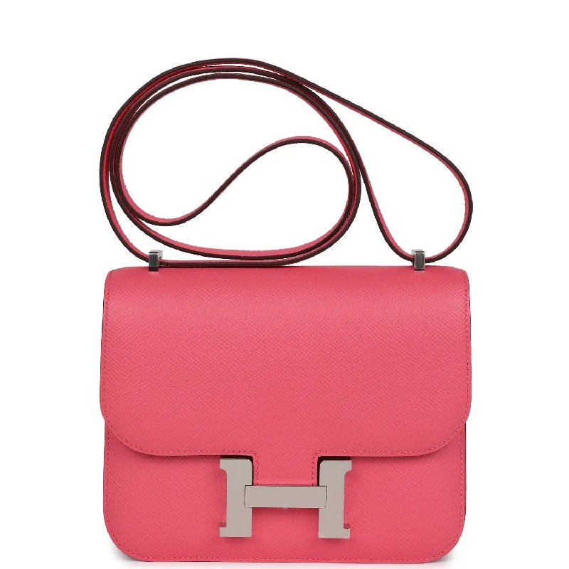 Vegan leather handbagsHermes Constance 18 Rose Azalee Epsom Palladium Hardware