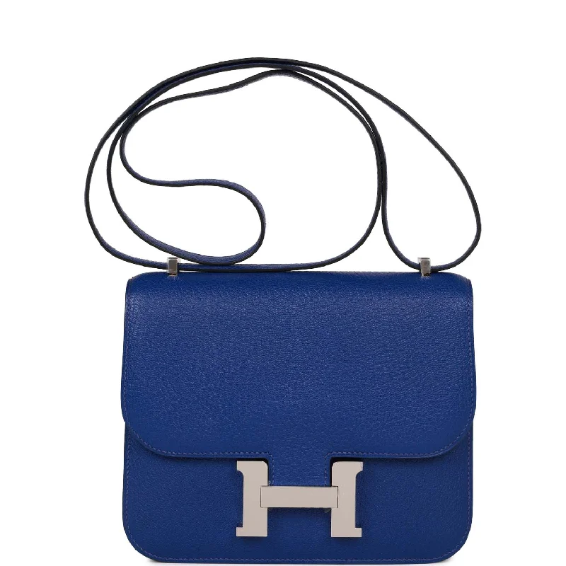 Customizable monogram bagsHermes Constance 18 Bleu Electric Chevre Palladium Hardware