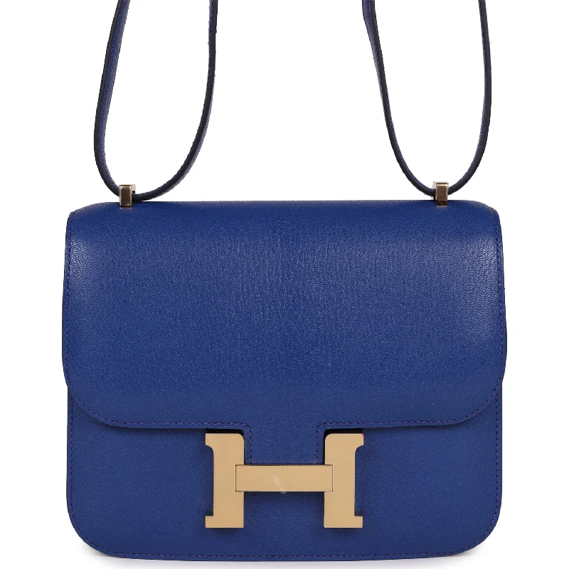 Vintage-inspired handbagsHermes Constance 18 Bleu Royal Chevre Gold Hardware