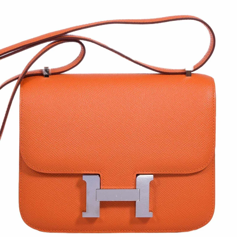 Trendy transparent PVC bagsHermès Constance 18 Orange Epsom Palladium Hardware