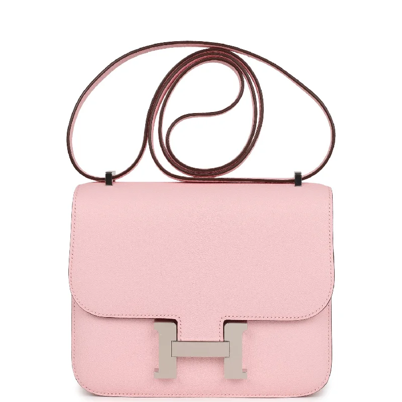 High-quality leather messenger bagsHermes Constance 18 Rose Sakura Chevre Palladium Hardware