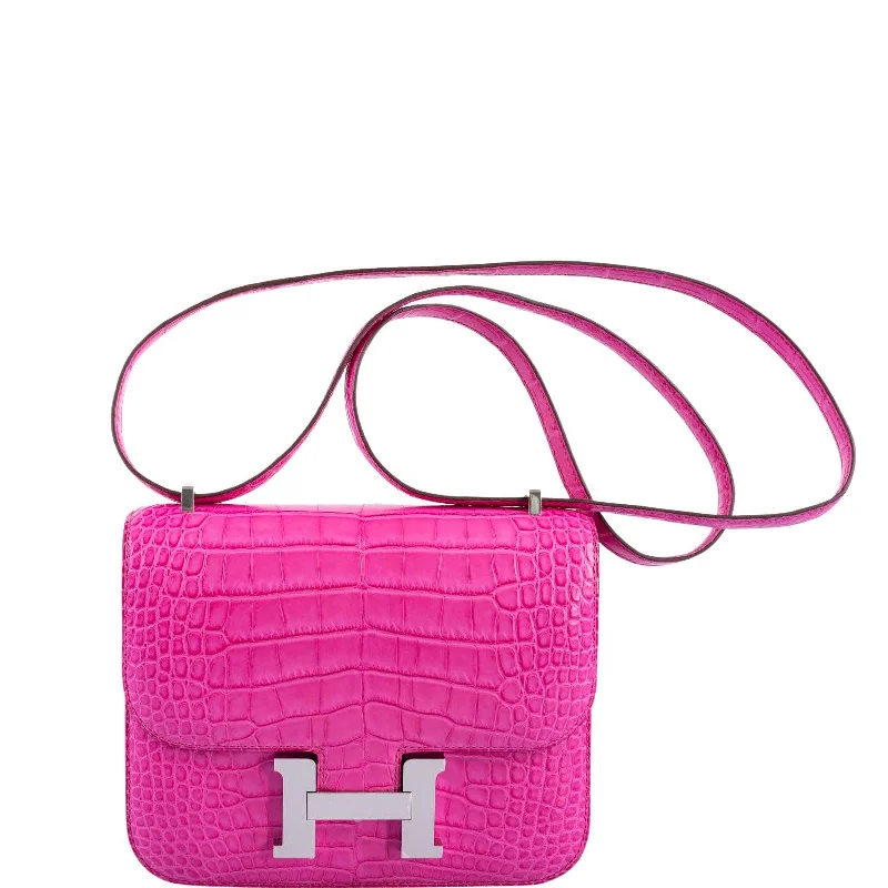 Best bags for photographersHermès Constance 18 Rose Shocking Matte Alligator Palladium Hardware