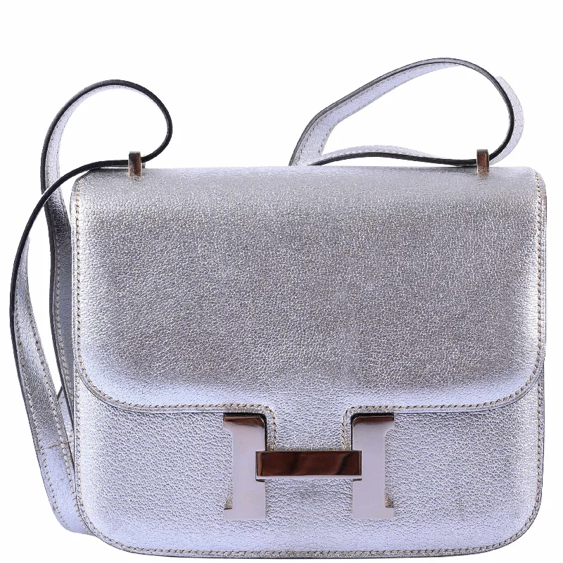 Luxury bags with exotic skinsHermès Constance 18 Silver Metallic Chevre Palladium Hardware - 2005, I Square