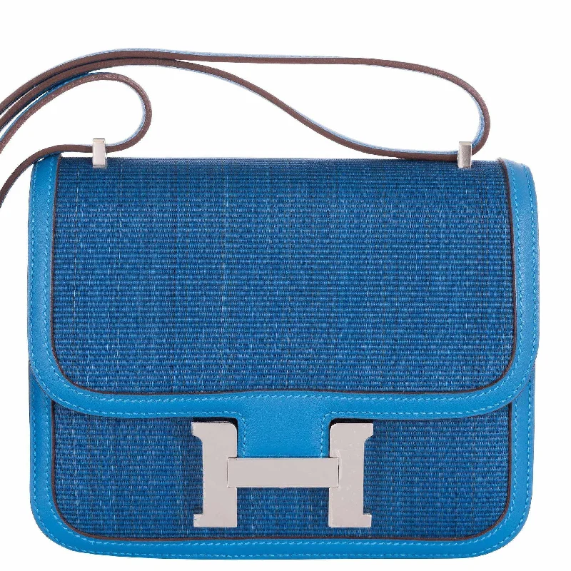 Trendy bucket bags for summerHermès Constance 18 Special Edition Mykonos And Blue Thalassa Crinoline