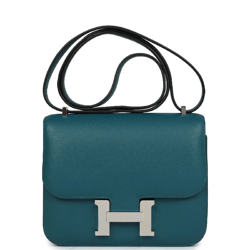 Mini bags for evening outHermes Constance 18 Vert Bosphore Evercolor Palladium Hardware