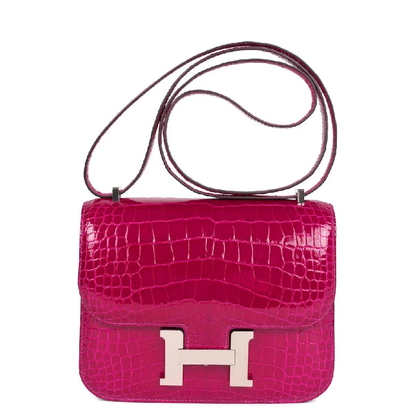 Luxury bags with exotic skinsHermes Constance 18 Rose Pourpre Shiny Alligator Palladium Hardware