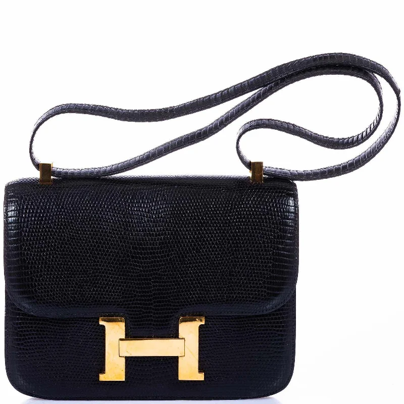 Customizable monogram bagsHermès Constance 24 Black Lizard Gold Hardware