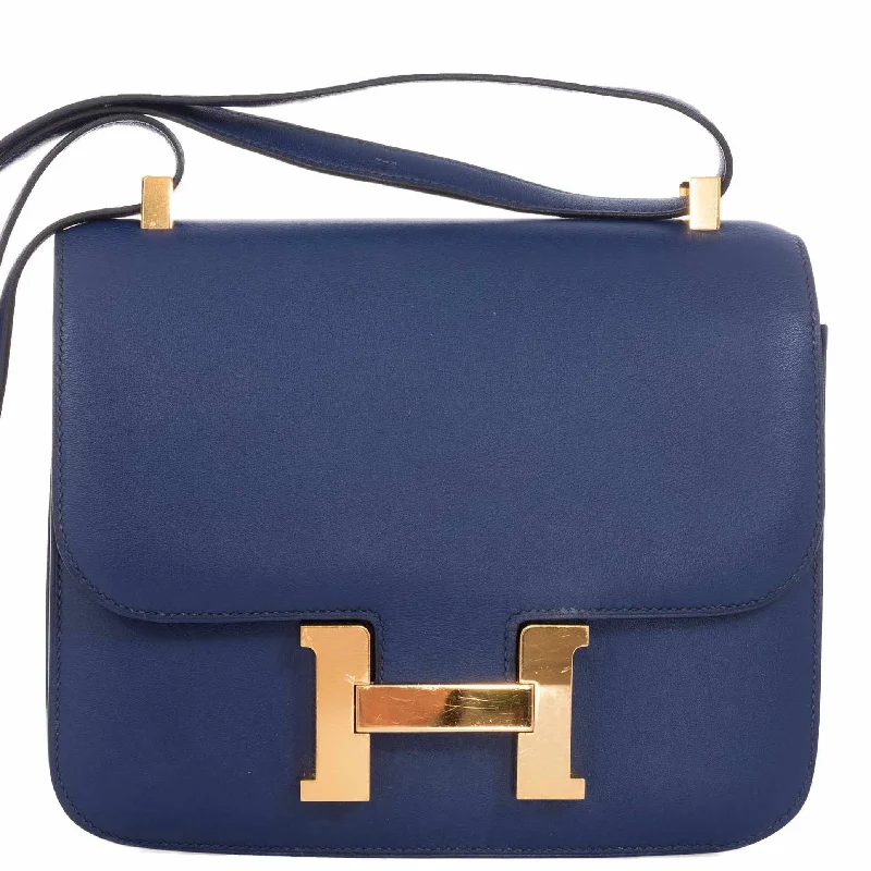 Sustainable fashion bagsHermès Constance 24 Bleu Saphir Swift Gold Hardware