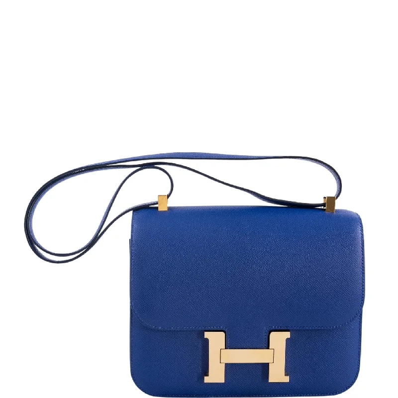 Durable leather bags for daily useHermès Constance 24 Blue Electrique Epsom Gold Hardware