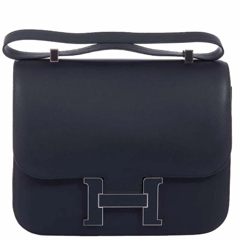 Affordable leather bagsHermès Constance 29 Cartable Bleu Obscur Veau Sombrero Palladium Hardware