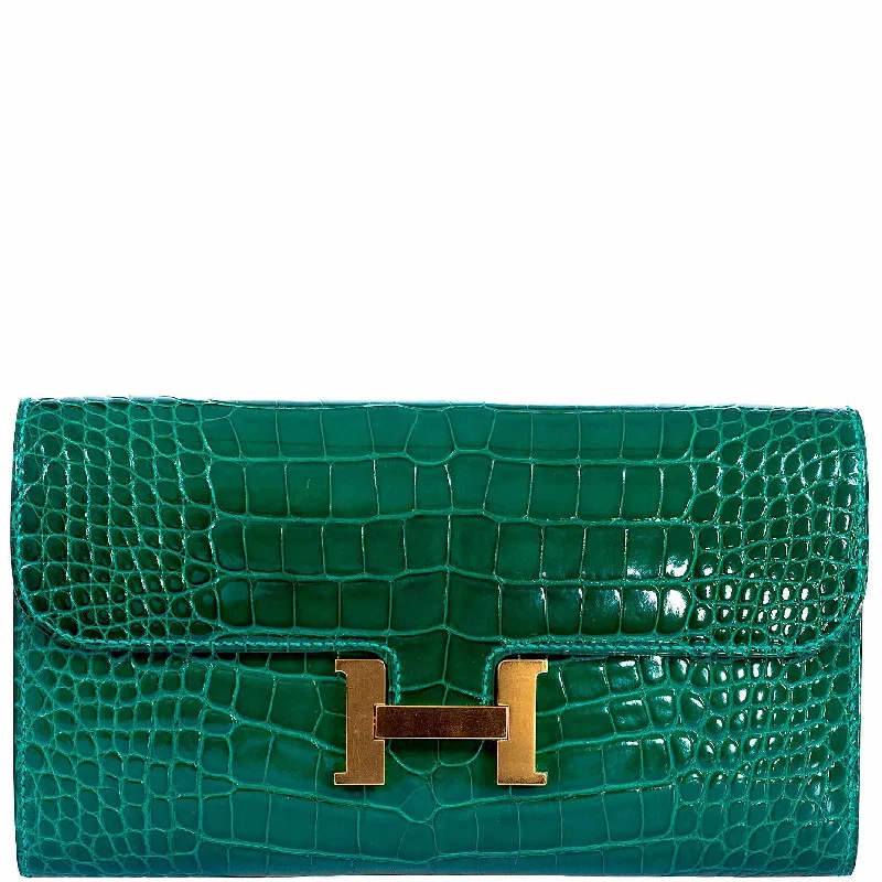 Waterproof backpack for hikingHermès Constance Long Wallet Polished Emerald Alligator Gold Plated 'H' Closure