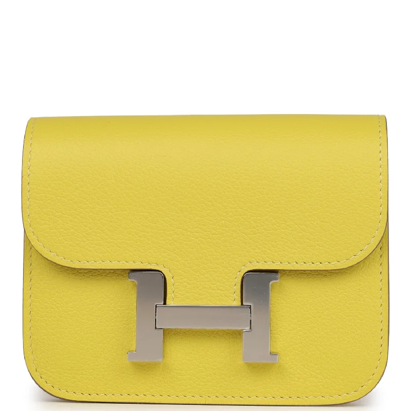 Minimalist leather handbagsHermes Constance Slim Wallet Lime Evercolor Palladium Hardware