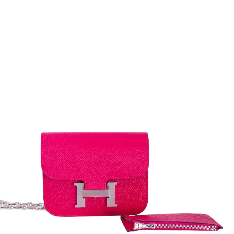 Trendy bucket bags for summerHermès Constance Slim Wallet Rose Mexico Epsom with Palladium