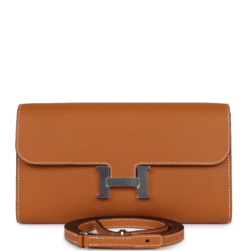 Designer bags with gold hardwareHermes Constance To Go Wallet Toffee Epsom Palladium Hardware