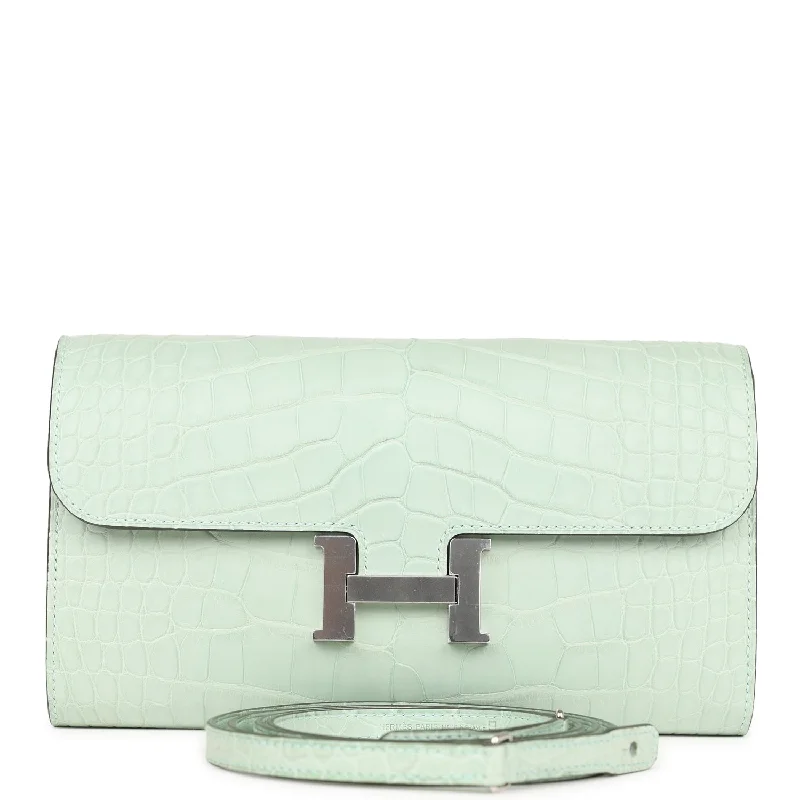 Designer bags for womenHermes Constance Wallet To Go Vert D'eau Matte Alligator Palladium Hardware