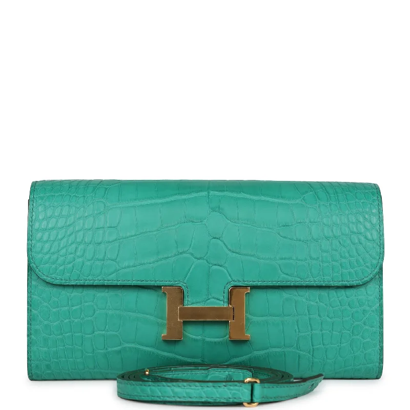 Crossbody bags for everyday useHermes Constance Wallet To Go Vert Jade Matte Alligator Gold Hardware