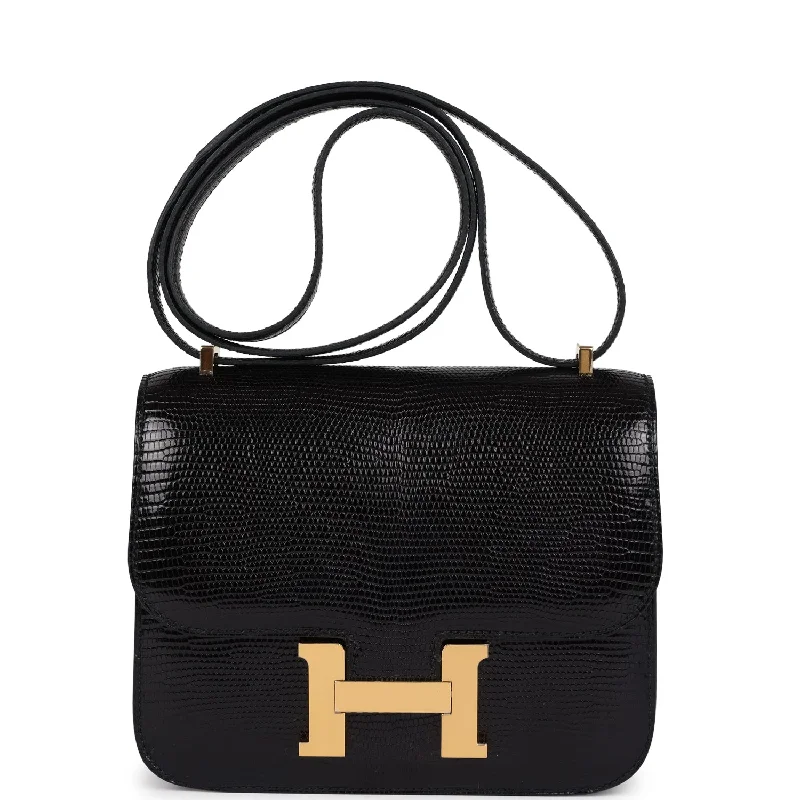 Sustainable fashion bagsPre-owned Hermes Constance 18 Black Varanus Niloticus Lizard Gold Hardware