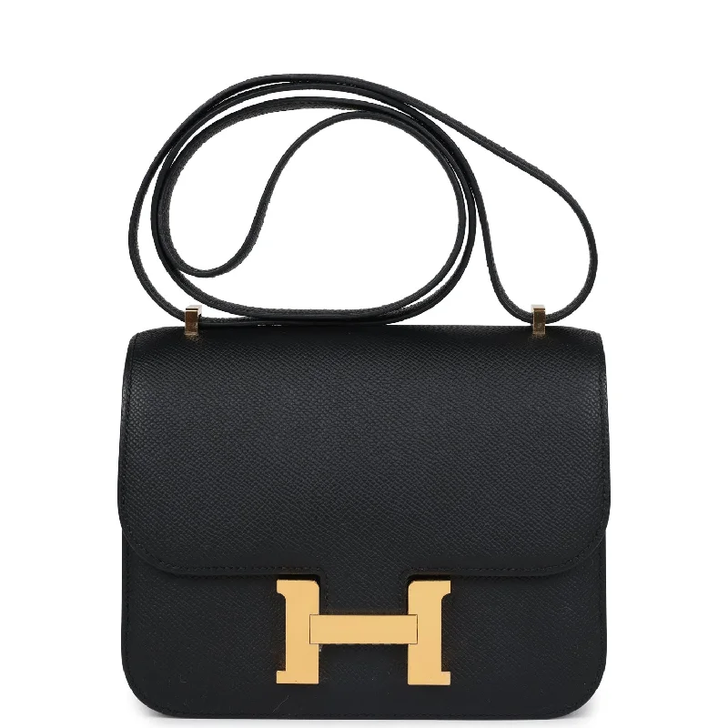 Best-selling designer bags 2025Pre-owned Hermes Constance 18 Black Epsom Gold Hardware