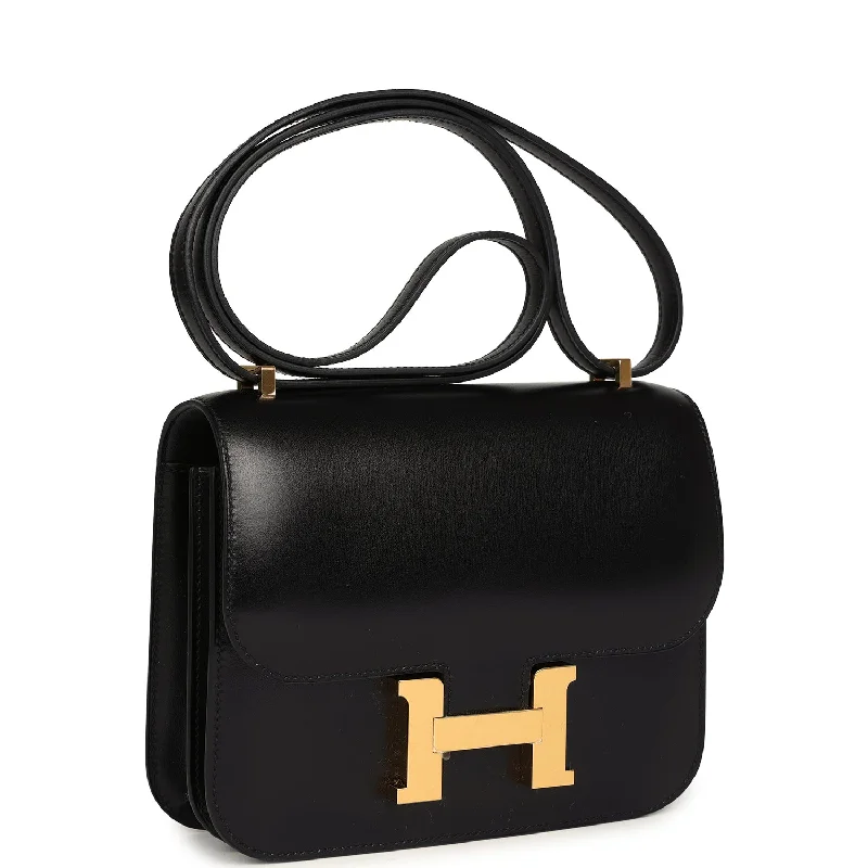 Best-selling designer bags 2025Hermes Constance 18 Black Box Gold Hardware