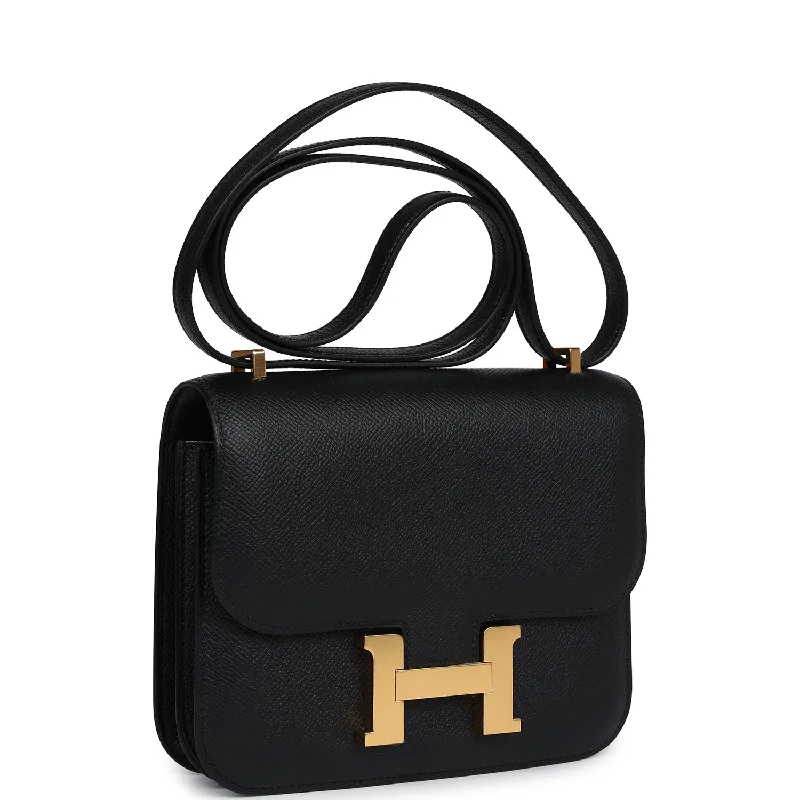 Durable leather bags for daily useHermes Constance 18 Black Epsom Gold Hardware