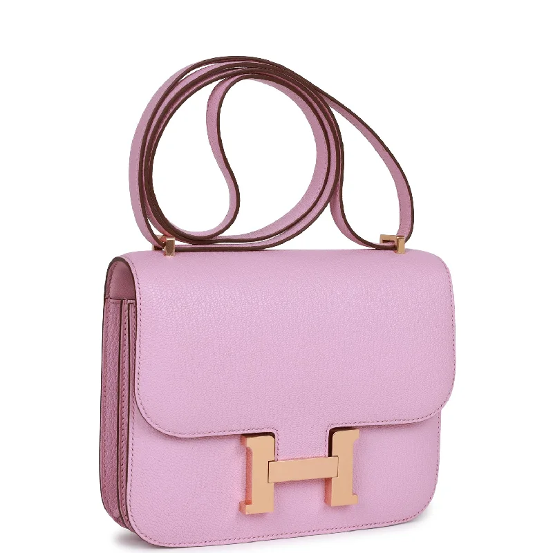 Affordable designer bag dupesHermes Constance 18 Mauve Sylvestre Chevre Rose Gold Hardware