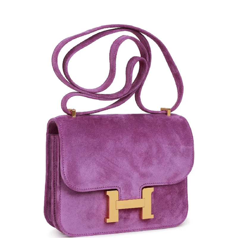 Vegan leather handbagsHermes Constance 18 Violet Doblis Gold Hardware