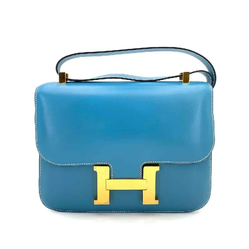 Luxury handbags 2025Hermes Vintage Constance 23 Blue Jean Boxcalf GHW #D 90245634