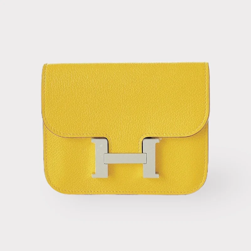 Designer bags with top handlesHermes Constance Slim Wallet In Yellow, Jaune De Naples, Evercolor Calfskin