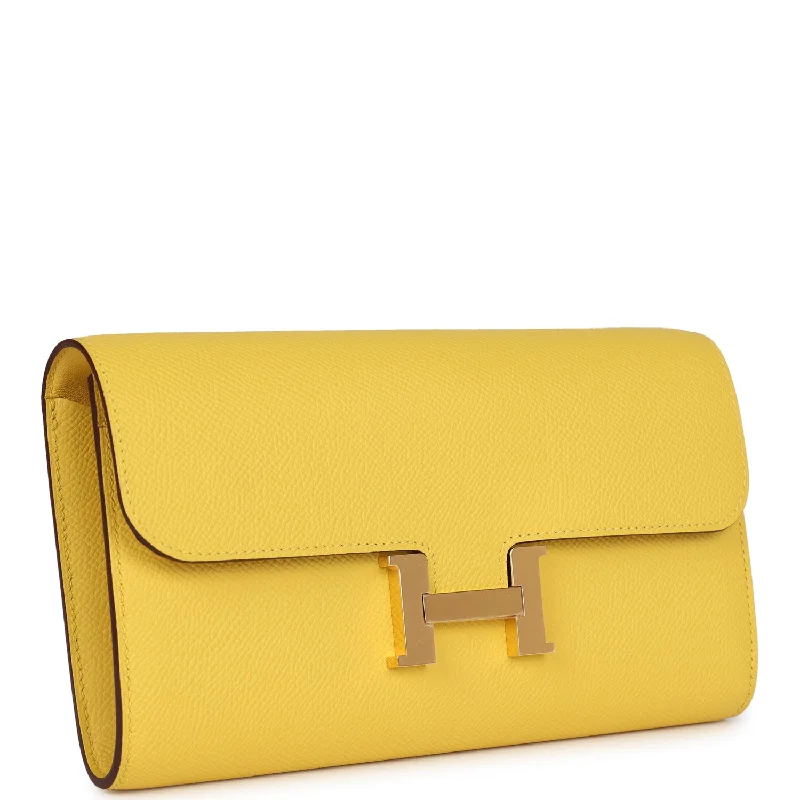 Luxury bags with exotic skinsHermes Constance To Go Wallet Jaune De Naples Epsom Gold Hardware