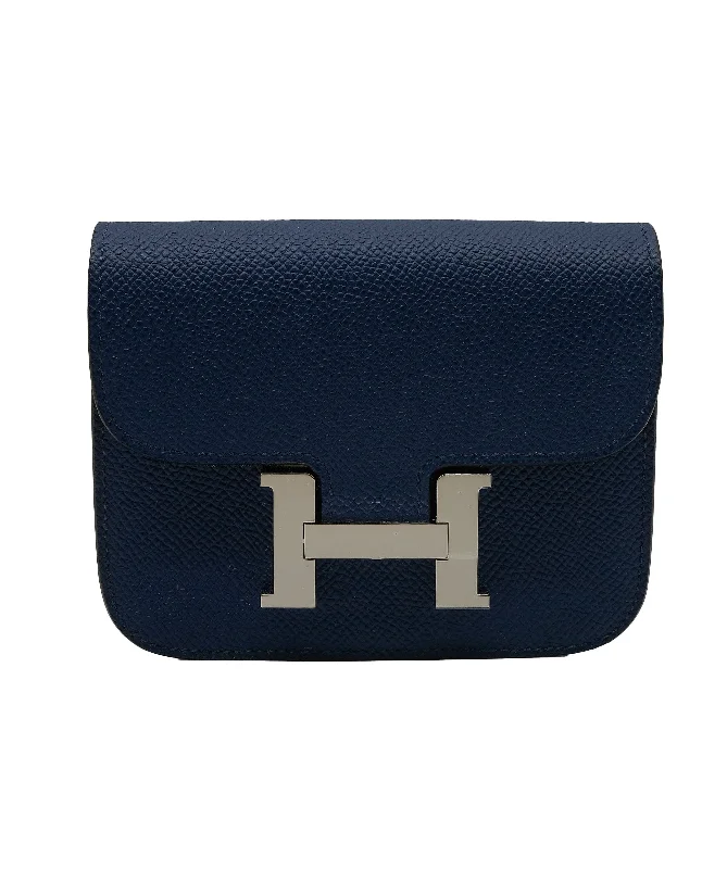 Compact crossbody bags for travelHermes Slim Constance Navy Blue PHW Epsom Leather RJC3020