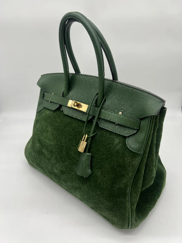 Best bags for weekend getawaysHermes Birkin 35 Suede / Togo Green Gold Hardware