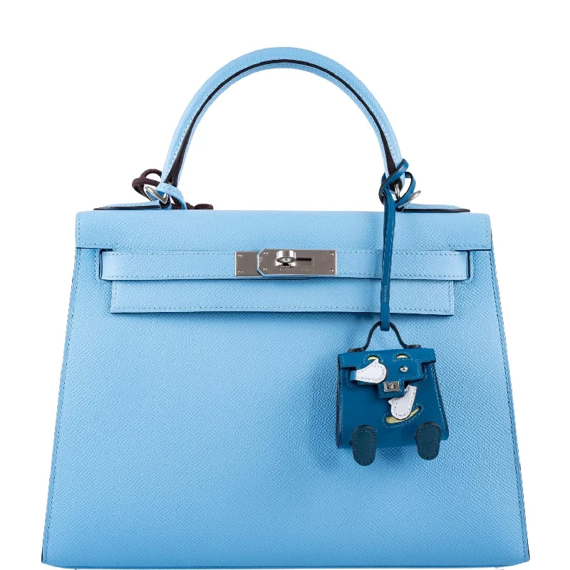 Vintage-inspired handbagsHermès Kelly Quelle Idole Bag Charm Blue Izmir, Jaune Bourgeon, Blue Brume, Vert Bosphore Tadelakt Palladium Hardware