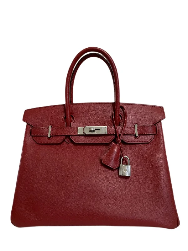 Minimalist leather handbagsHermes 30 cm Rouge Garance Epsom Birkin with Palladium