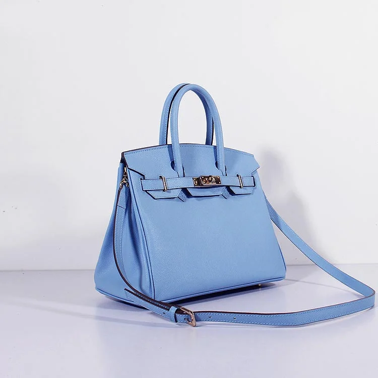 Trendy transparent PVC bagsHermes 30cm Birkin Bag Epsom Leather With Strap Light Blue Gold