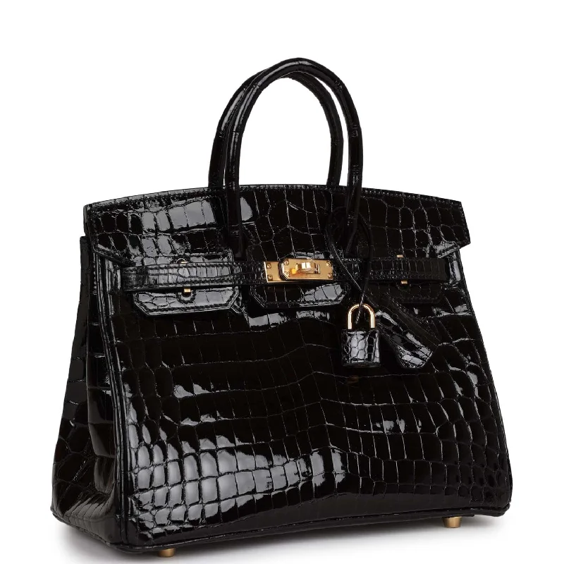 Luxury brand bags on saleHermes Birkin 25 Black Shiny Niloticus Crocodile Gold Hardware