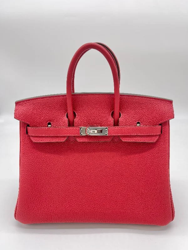 Vintage-inspired handbagsHermes Birkin 25 Verso Veau Rouge Casaque Togo Palladium Hardware