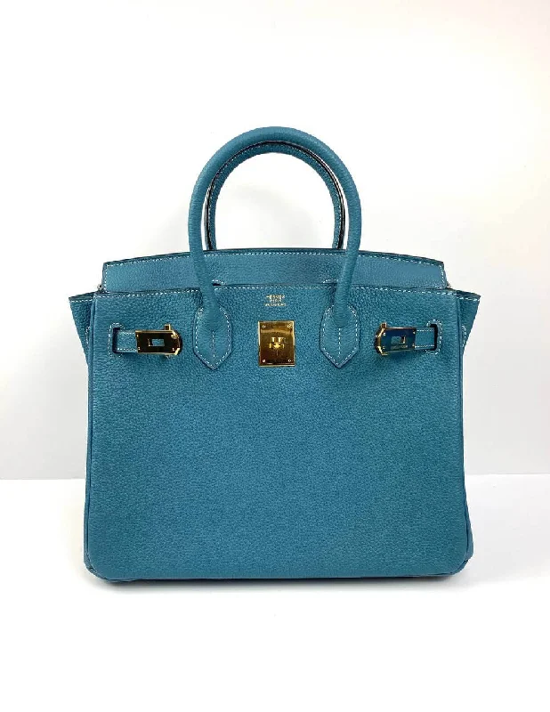 Luxury bags with chain strapsHermes Birkin 30 Biscuit Togo Leather blue Gold Hardware