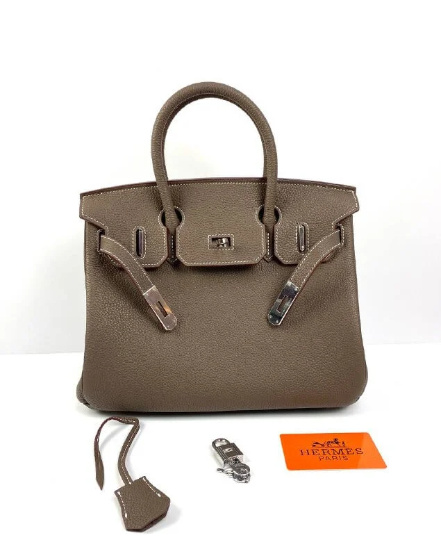 Designer bags with detachable strapsHermes Birkin 30 Biscuit Togo Leather light brown Palladium Hardware