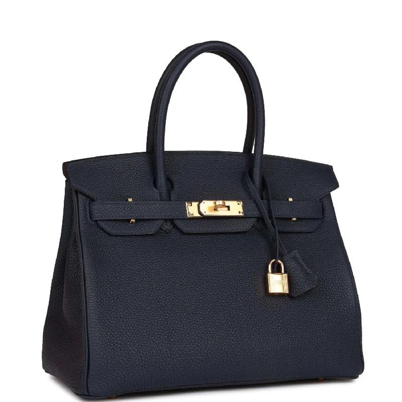 Sustainable fashion bagsHermes Birkin 30 Bleu Nuit Togo Gold Hardware