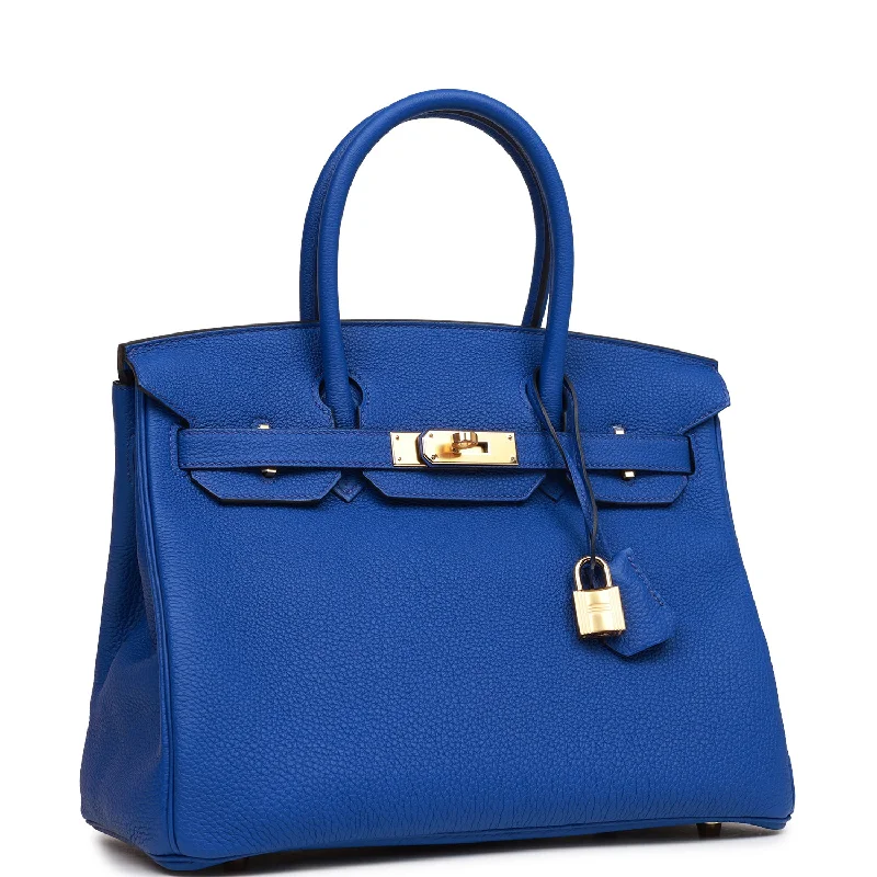 Mini bags for evening outHermes Birkin 30 Bleu Royal Togo Gold Hardware