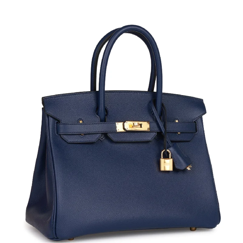 Vintage-inspired handbagsHermes Birkin 30 Bleu Saphir Epsom Gold Hardware