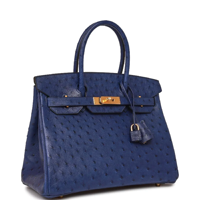 Luxury brand bags on saleHermes Birkin 30 Bleu Saphir Ostrich Gold Hardware