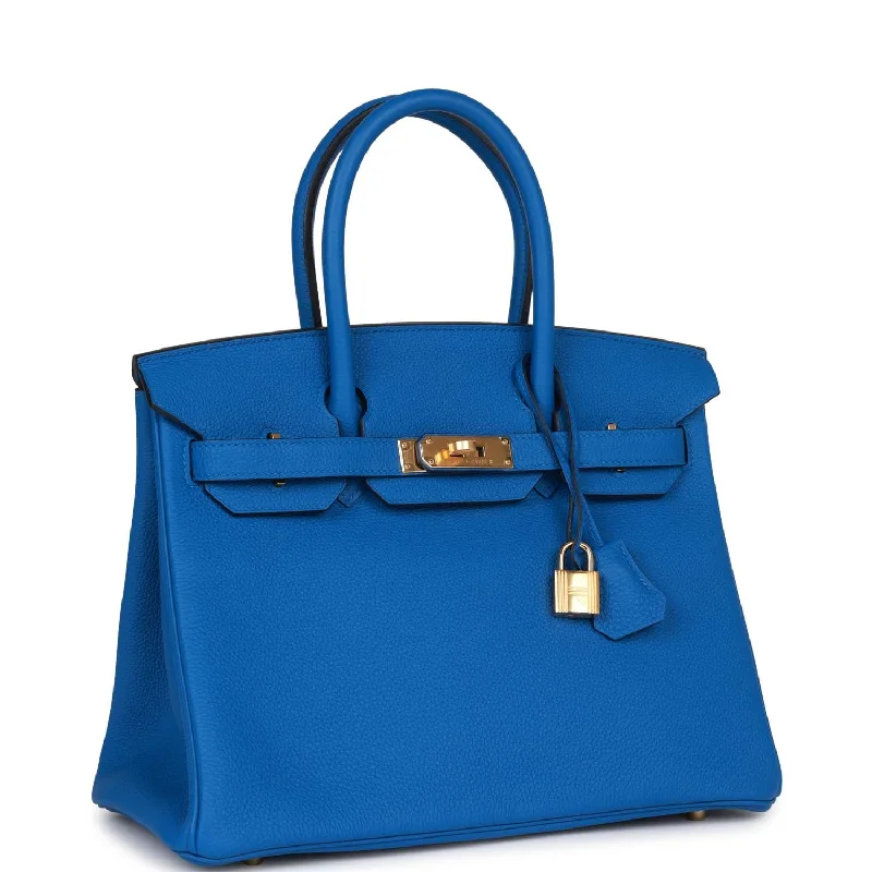 Compact crossbody bags for travelHermes Birkin 30 Bleu Zellige Togo Gold Hardware