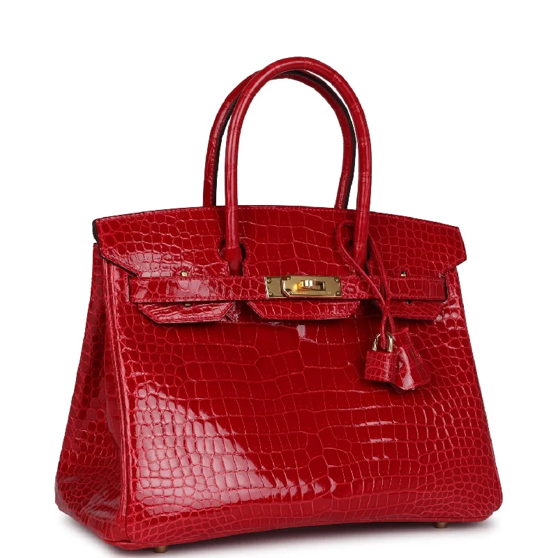 Best-selling designer bags 2025Hermes Birkin 30 Braise Shiny Porosus Crocodile Gold Hardware