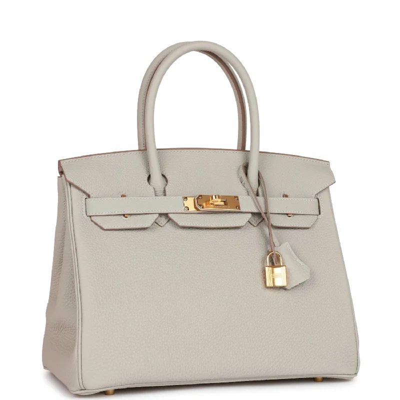 Affordable luxury bags Hermes Birkin 30 Gris Perle Togo Gold Hardware