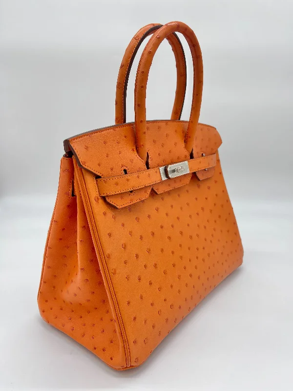 Compact crossbody bags for travelHermes Birkin 30 Ostrich 5K Tangerine Palladium Hardware